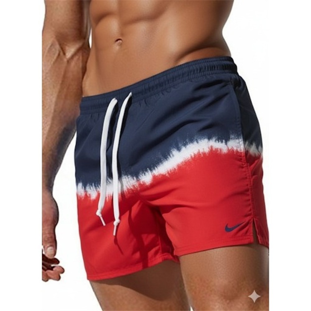 Nike Swim Trunks Ocean Merge Red White Blue Tie Dye Boxer Brief Liner XXL Mens
